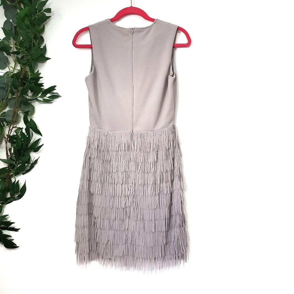 NWT Missguided Gray Deep V Fringe Dress - Picture 4 of 6